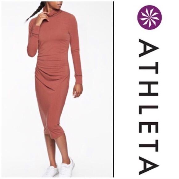 NWT Athleta Industry Turtleneck Stretch Dress Havana Brown Size M Long Sleeves - Picture 10 of 10